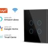 کلید چهار پل هوشمند لمسی تویا، مشکی WiFi گرید A