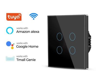 کلید چهار پل هوشمند لمسی تویا، مشکی WiFi گرید A